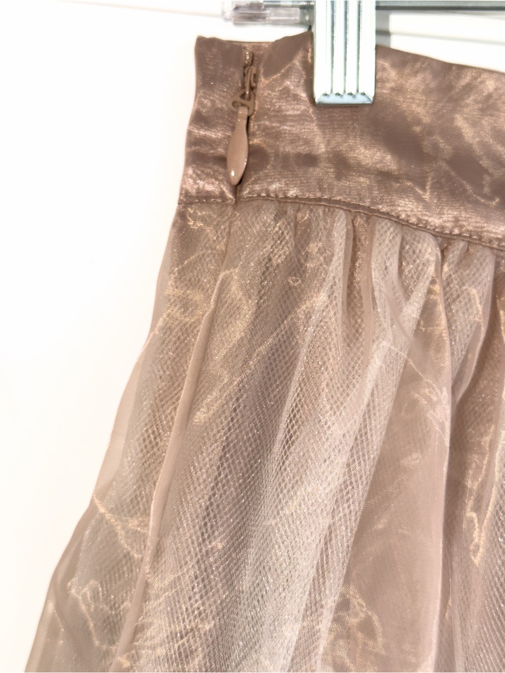 NWT! bebe Embroidered Circle Skirt Rose Gold Sheer Embroidered Tulle Sz 6 - Picture 6 of 13